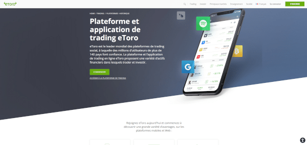 Capture d'écran eToro