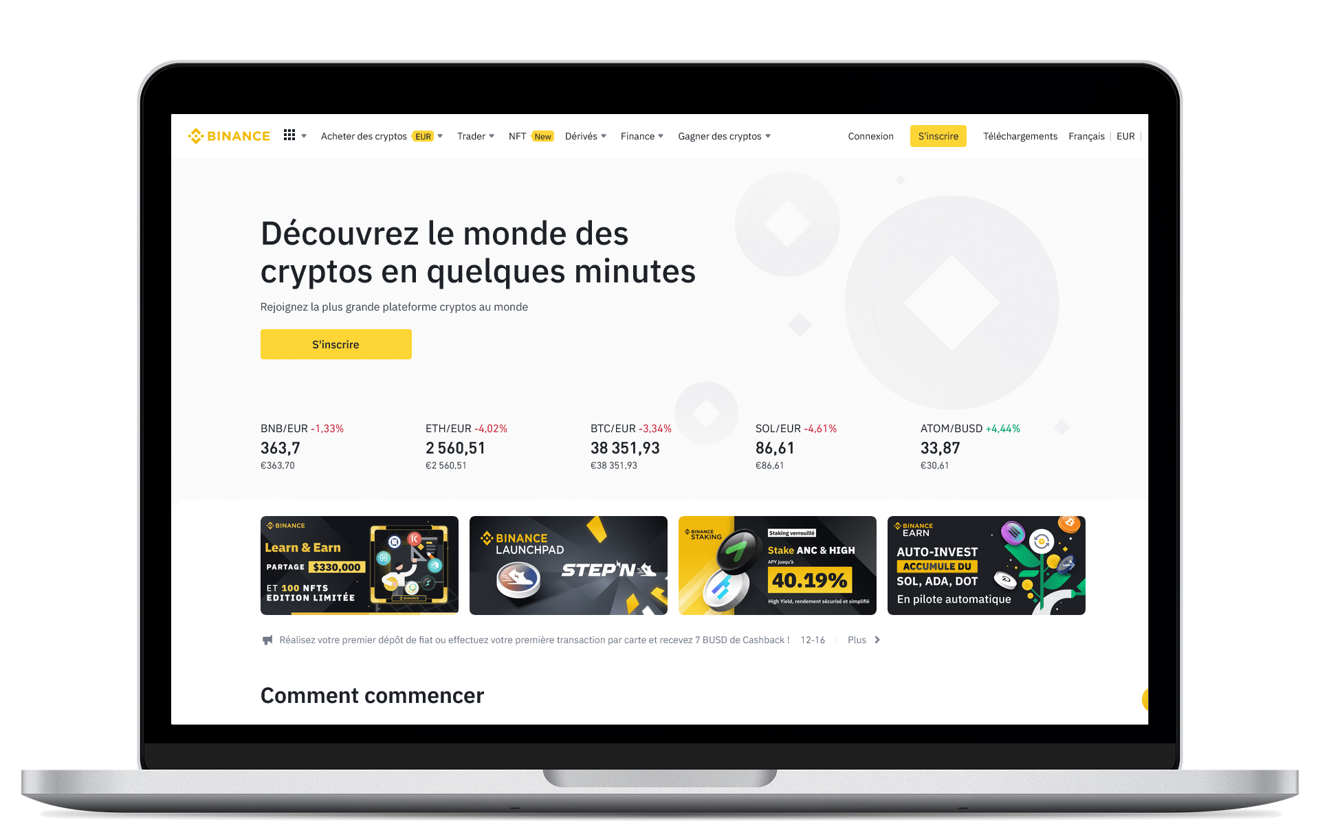 Capture d'écran Binance